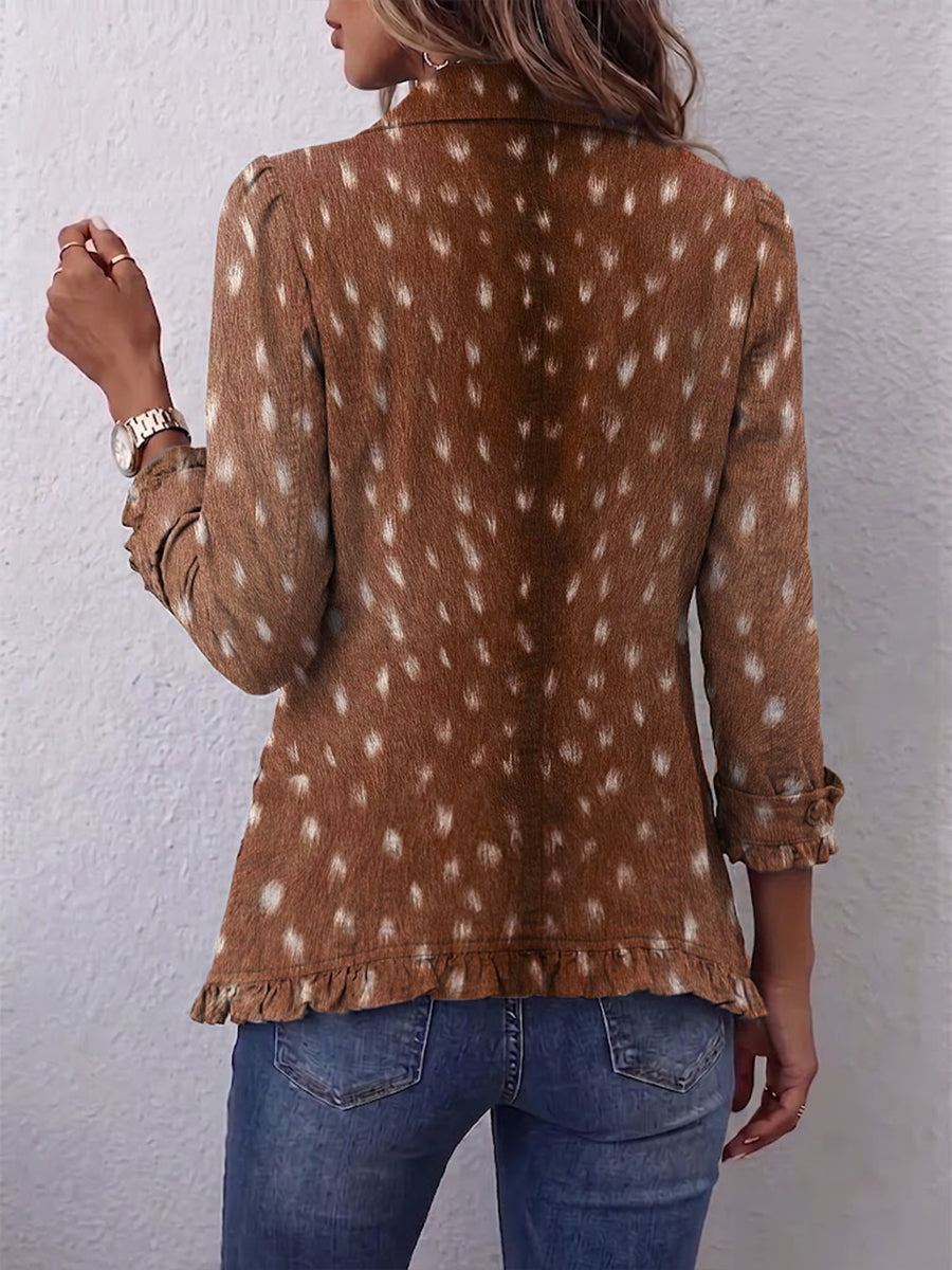 Teresa | Chaqueta con Volantes y Estampado Animal Bohemio - chaqueta de mujer, vista frontal | Chloe Bennett