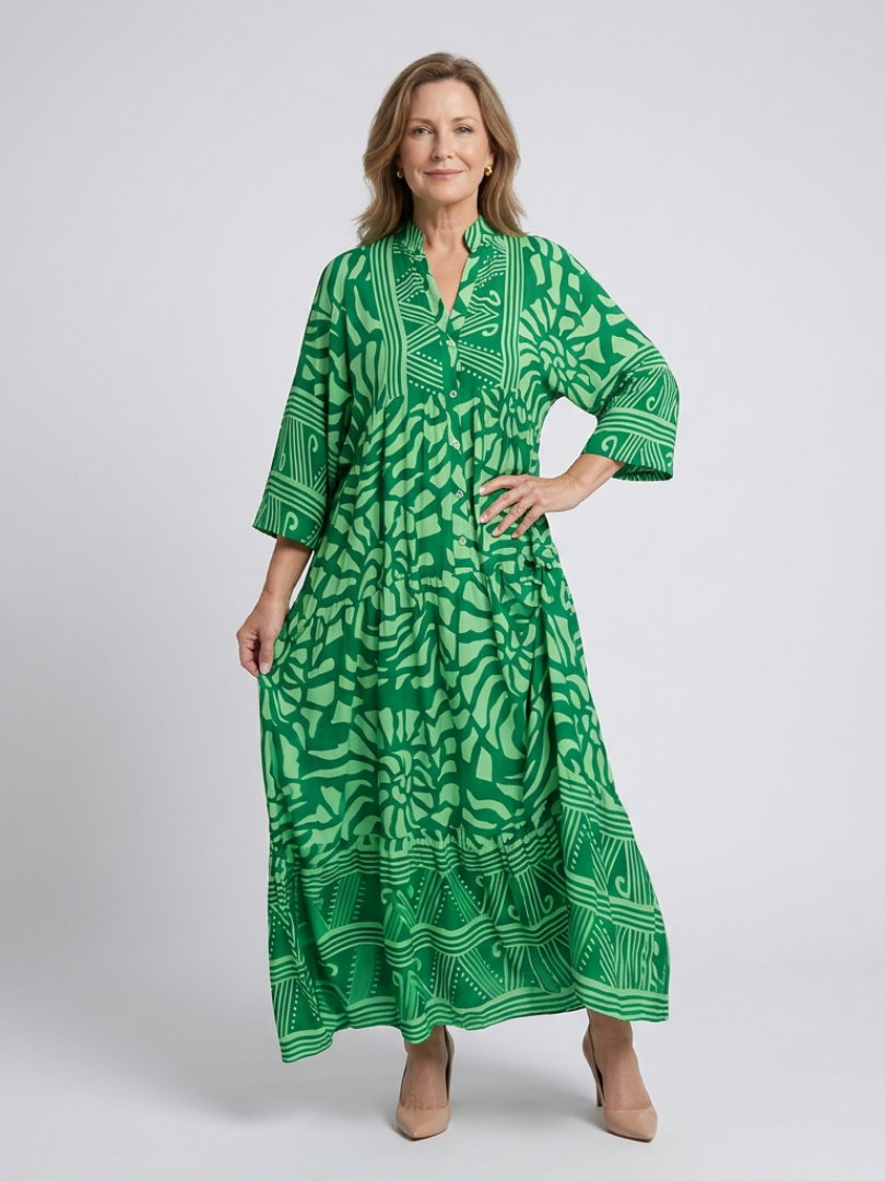 Rita | Vestido Midi con Botones Frontales - vestido de mujer, otro ángulo | Chloe Bennett