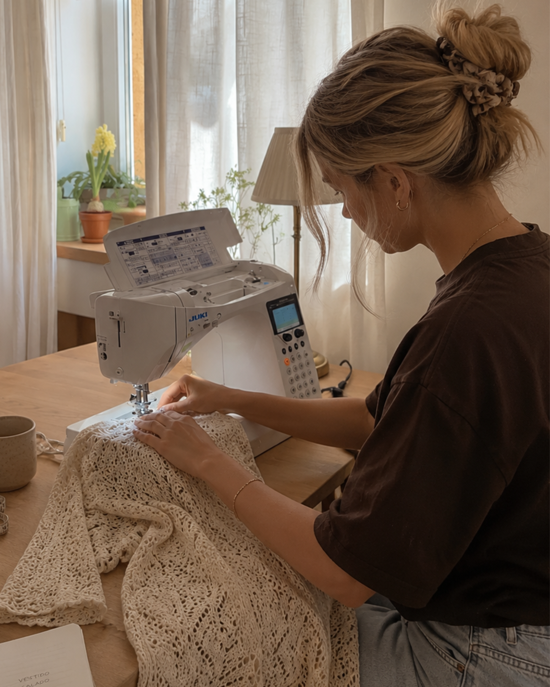 Artesana cosiendo · taller en Ibiza